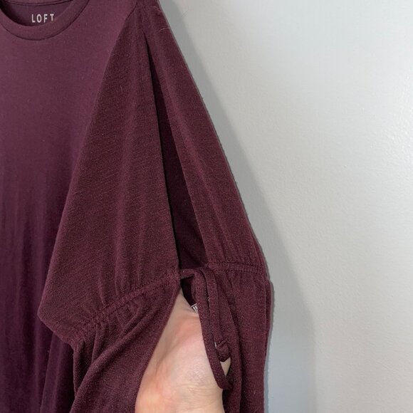 Loft Burgundy Bell Sleeve Top Womens XL Cotton Blend - Picture 3 of 6